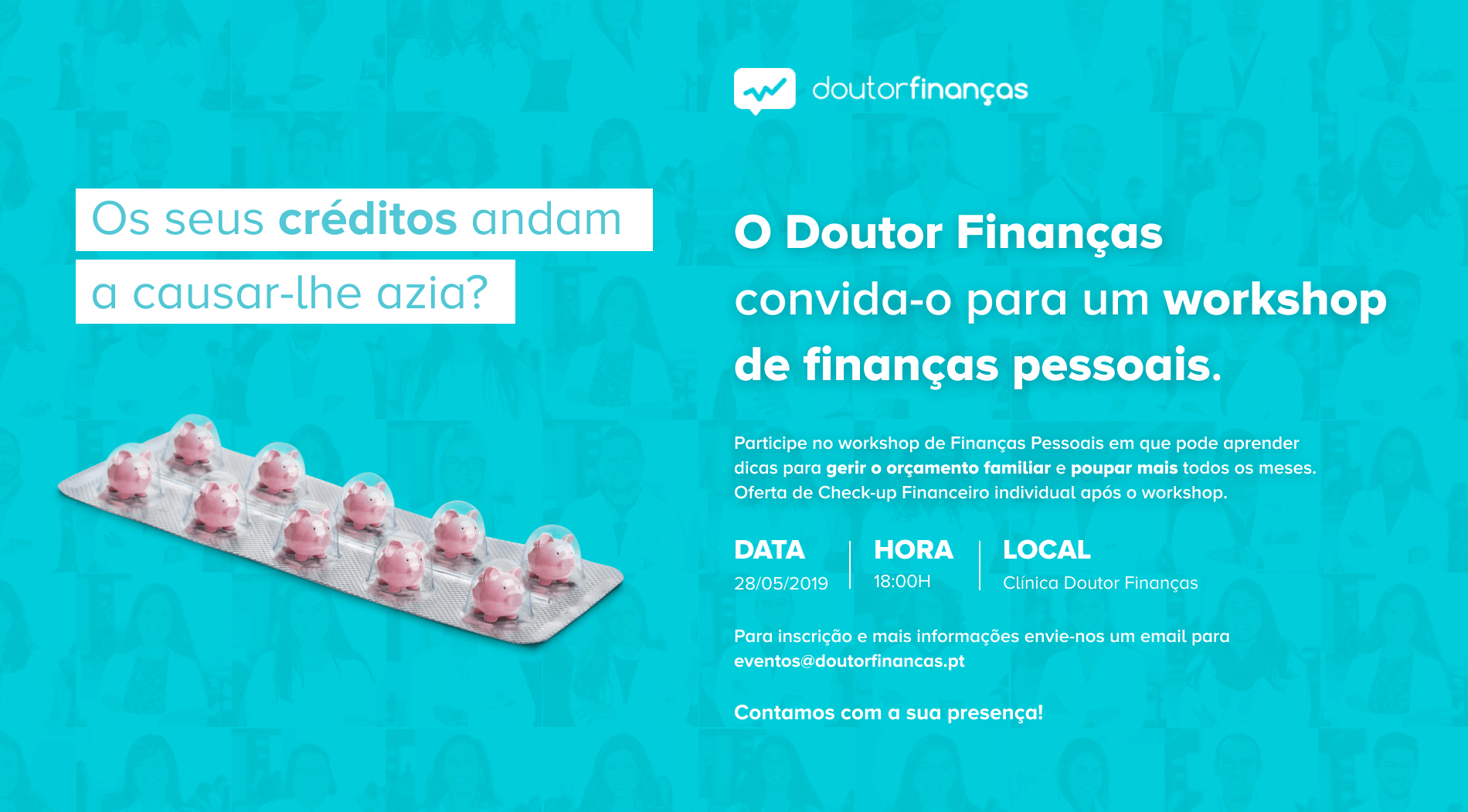 convite para workshop de finanças pessoais